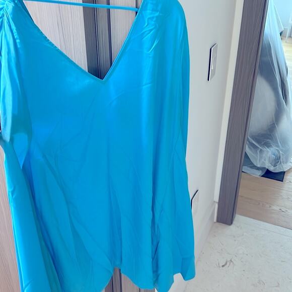 NWT $300+ JAY GODFREY Bower Kimono cut out mini dress turquoise blue 10 - Picture 3 of 7
